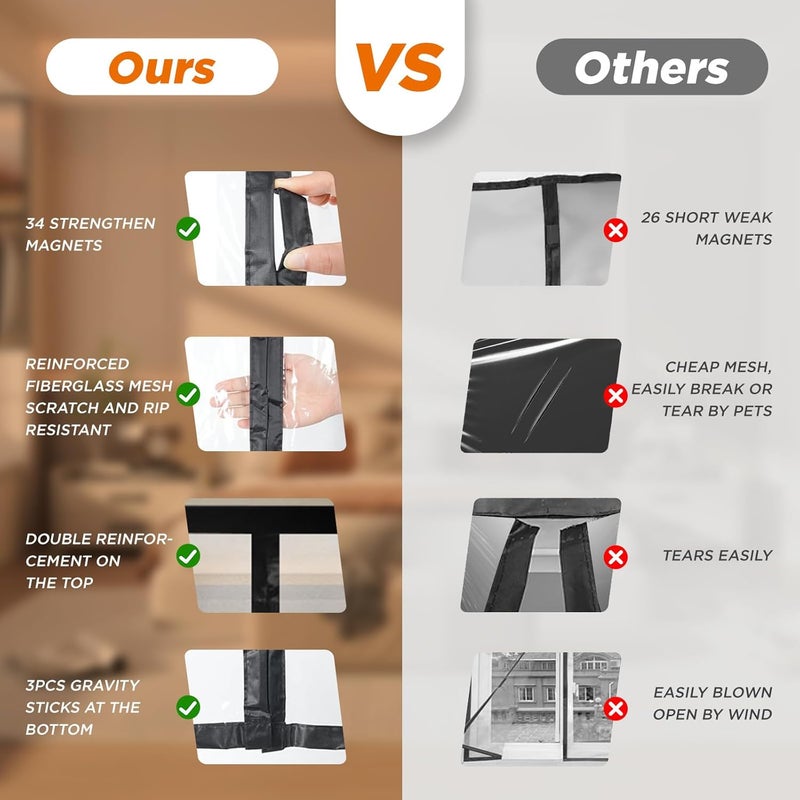 Skloopearg Transparent Thermal Insulated Door Curtain, Reversible Left or Right Side Opening,Magnetic Screen Door, to Keep Warm in Winter Cool in Summer for Air Conditioner Room, Fits Door Size Up to 72" x 80" - Image 5